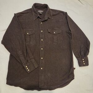 Men's Button-Up Long Sleeve Shirt in Dark Brown